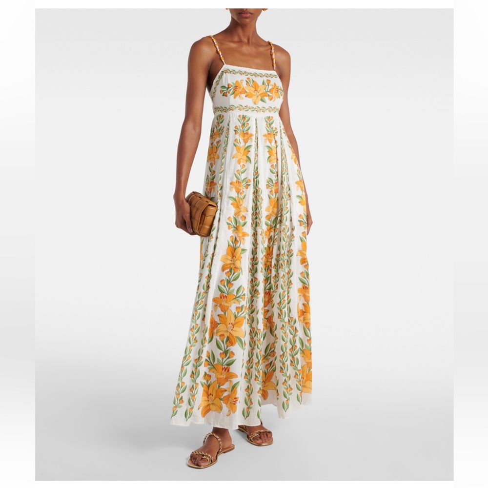 NWT FARM Rio Off White Tropical Lightness Sleeveless Maxi Dress Size XS